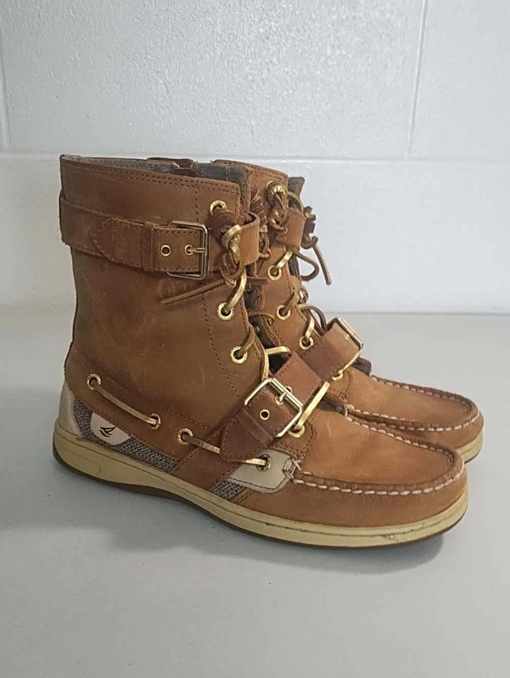 Sperry Top-Sider Leather Lace-Up Moto Boots US 8 M